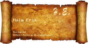 Halm Erik névjegykártya